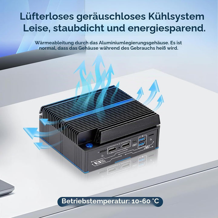 Lüfterloser Firewall-Mini-PC 6 x Intel LAN Ethernet (bis zu 2,5 GbE) Intel CORE 6006U, 8 GB DDR4 128