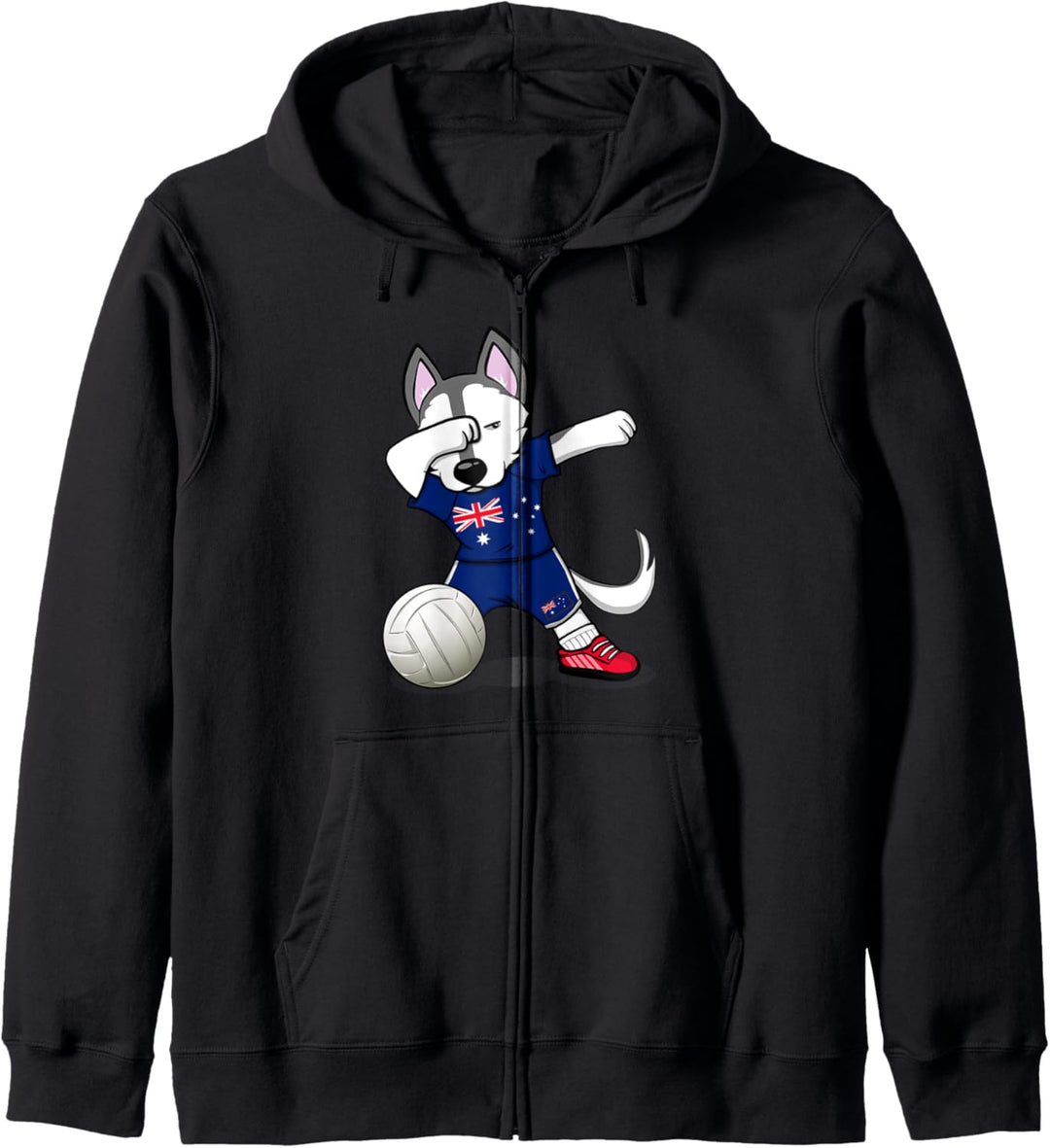 Dabbing Husky Hund Australien Volleyball Australische Flagge Kapuzenjacke