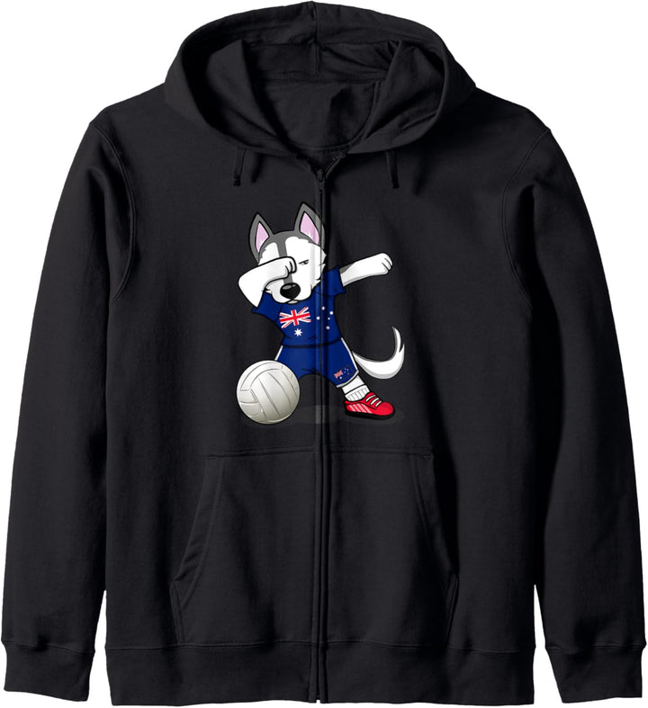Dabbing Husky Hund Australien Volleyball Australische Flagge Kapuzenjacke