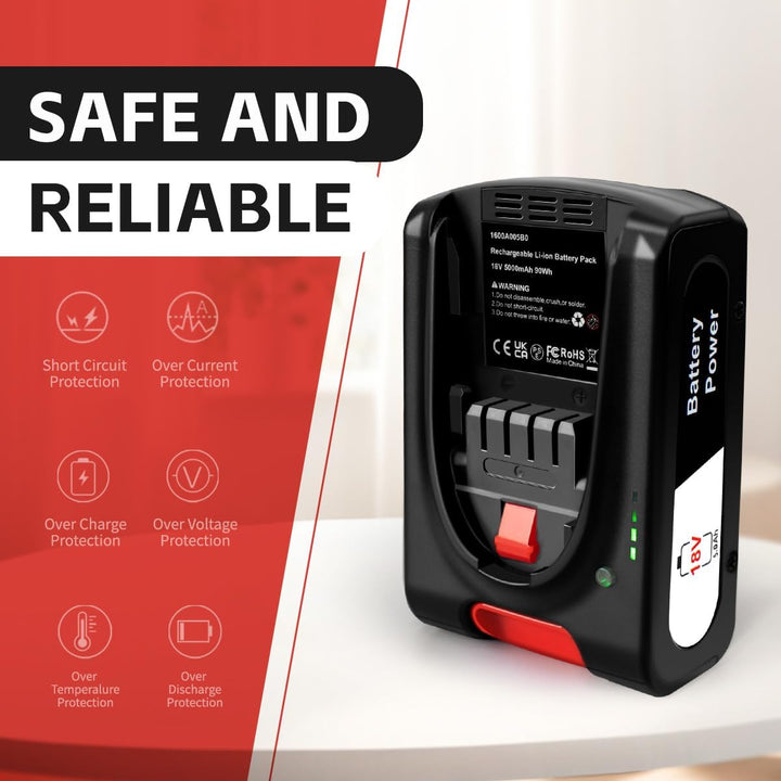 5,0-Ah-Ersatz-Lithium-Ionen-Akku für Bosch 18V PBA, kompatibel mit Allen Bosch 18V PBA-Akkus für all