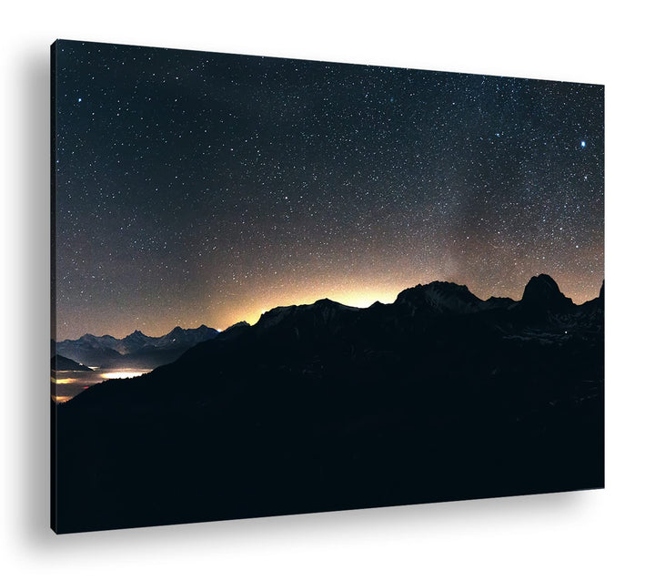 deyoli hellerleuchteter Nachthimmel Format: 100x70 als Leinwand, Motiv fertig gerahmt auf Echtholzra