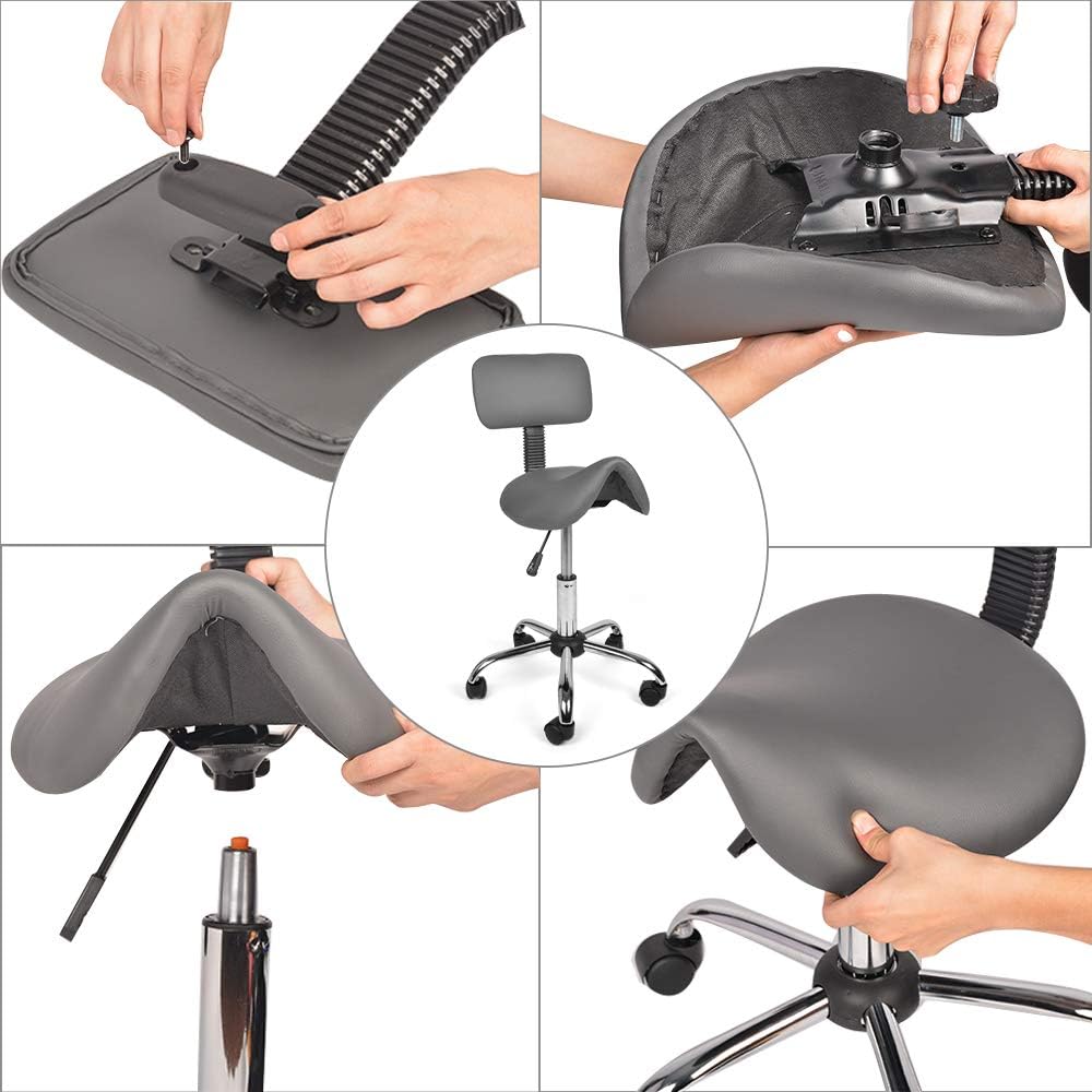 Mingone Sattelhocker Ergonomisch 2 Stück Arbeitshocker Höhenverstellbar 360° Drehbar Sattelstuhl Bür