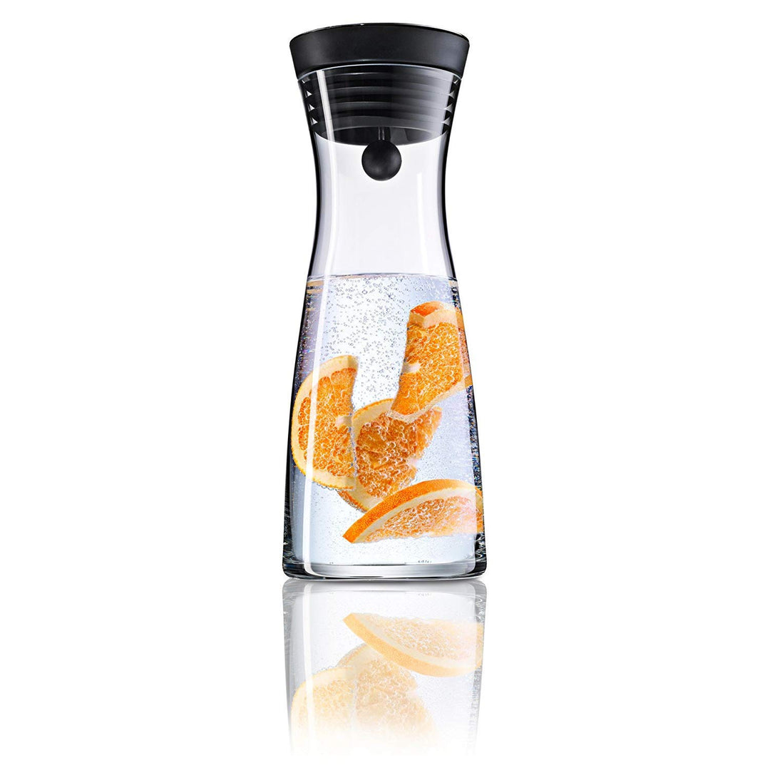 WMF Basic Wasserkaraffe 0,75l Höhe 23,7cm Glaskaraffe Karaffe CloseUp-Verschluss schwarz Glas Cromar