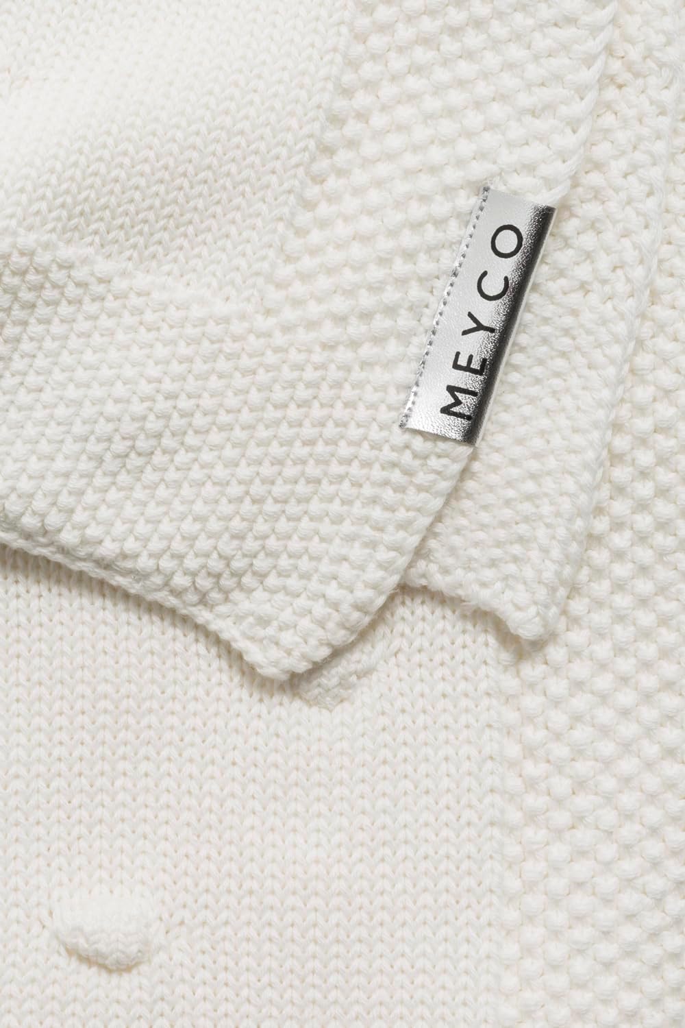 Meyco 2753050 Babydecke gestrickt mit Knoten 100x150 cm, Off White/Weiss