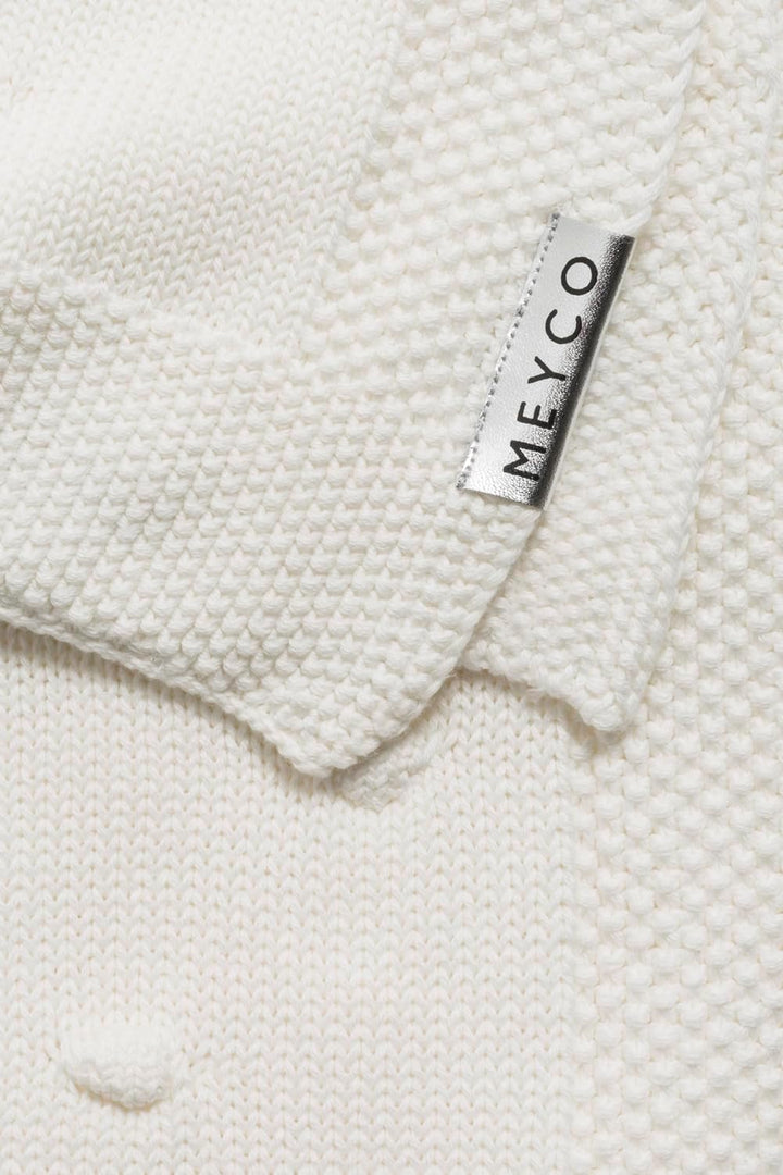 Meyco 2753050 Babydecke gestrickt mit Knoten 100x150 cm, Off White/Weiss