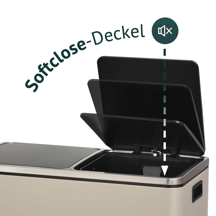 SVITA TM2X30 Treteimer 60 Liter Abfalleimer Mülleimer Design Mülltrennung Papierkorb Küchen-Ordnung