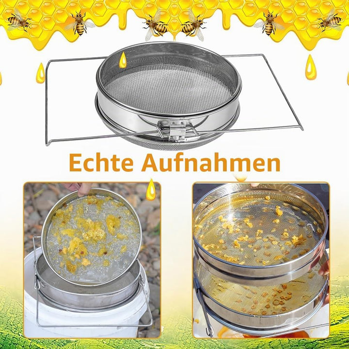Honig Edelstahl Doppelbienensieb Honig Schmutz Sieb Filter Imkerei Extrakt Werkzeuge
