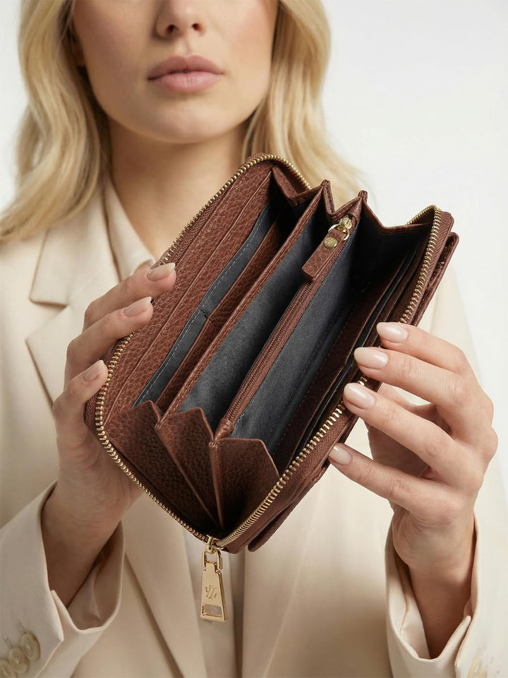 Lazarotti Bologna XL Leder Damen-Geldbörse &amp; Handytasche (2-in-1) | 16 Kartenfächer | zum Umhängen m