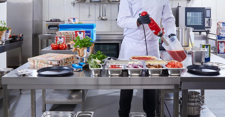 METRO Professional Stabmixer GSM1010, 250 W, 20 cm abnehmbarer Mixstab, Rot, 10 L