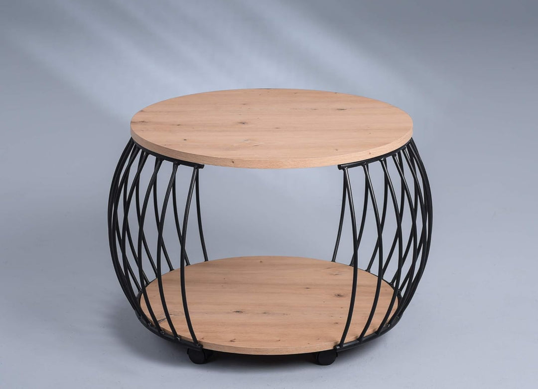 HomeTrends4You Peking 1 Couchtisch/Sofatisch, MDF, Höhe 47cm, Durchmesser 60cm Peking 1, Artisaneich