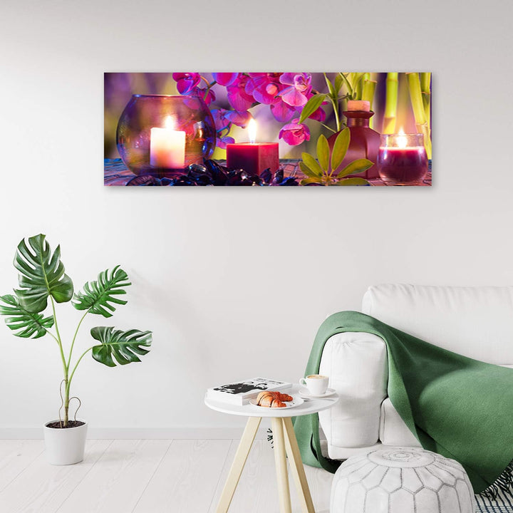 Leinwandbild XXL Zen Wandbild Kunst Spa Violett 150x50 cm Leinwandbild 150x50 cm Violett_c, Leinwand