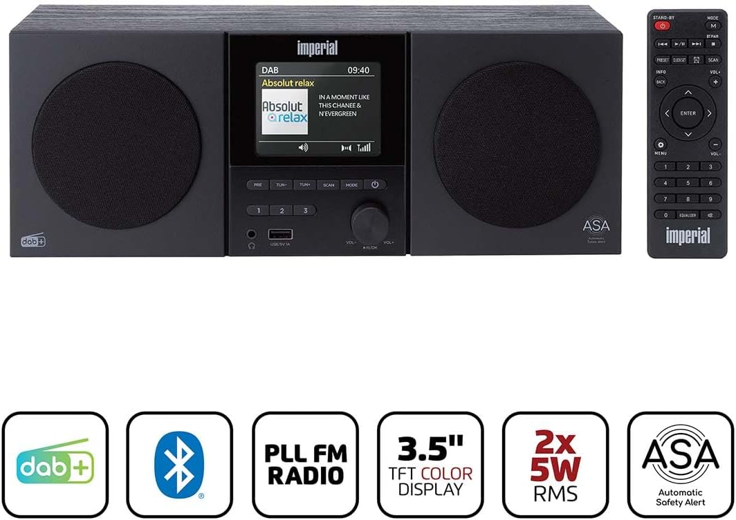 Imperial DABMAN-220BK - DAB Plus FM Radio - Bluetooth V5.3 - USB Wiedergabe und Ladefunktion - Gross