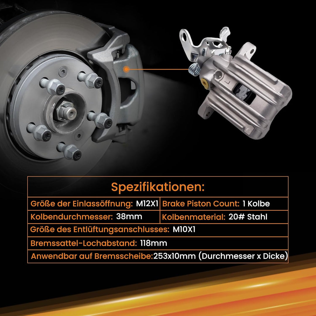 maXpeedingrods Bremszange Bremssattel Hinten Links für A3 8P1 Altea 5P1 Octavia