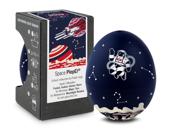 Space PiepEi - Singende Eieruhr zum Mitkochen - Eierkocher für 3 Härtegrade - Weltall Geschenk - Lus