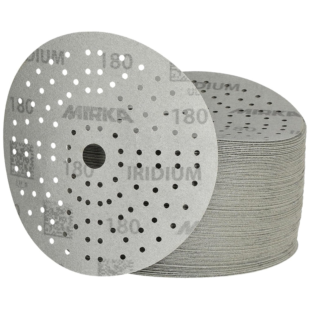 100x MIRKA Haftschleifscheibe IRIDIUM Grip 121L 150mm K.180 f.HO/Metall/Lack/Ku. Korn P180, Korn P18