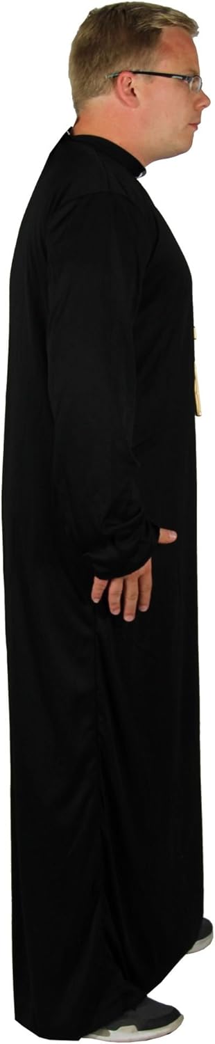 Foxxeo Priester Kostüm für Herren Robe mit Kragen in Grösse M bis XXXXL - Pfarrer Talar Herrenkostüm