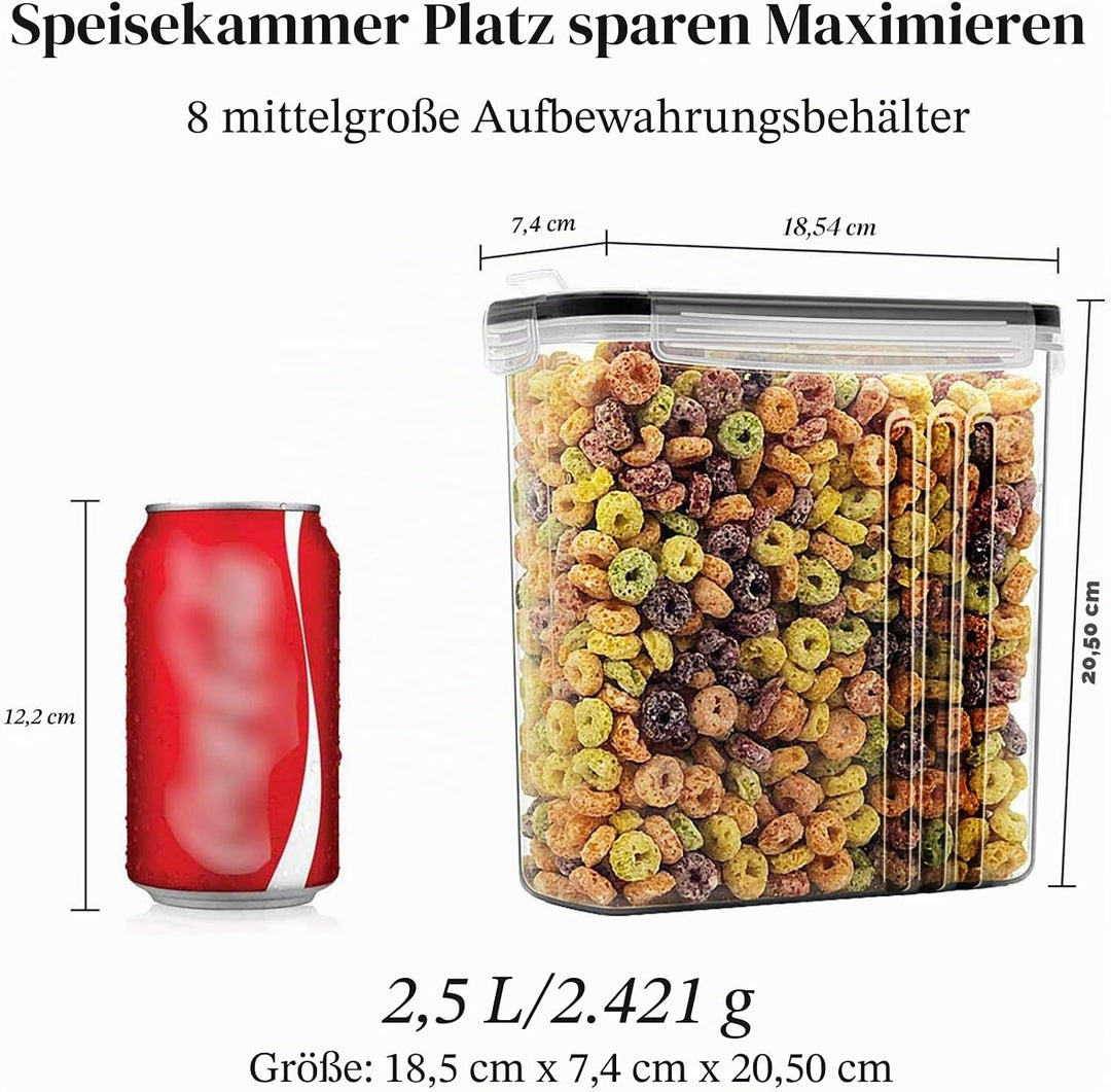 Wildone Frischhaltedosen, luftdicht, Vorratsdosen für Müsli und trockene Lebensmittel, Zucker, Mehl,