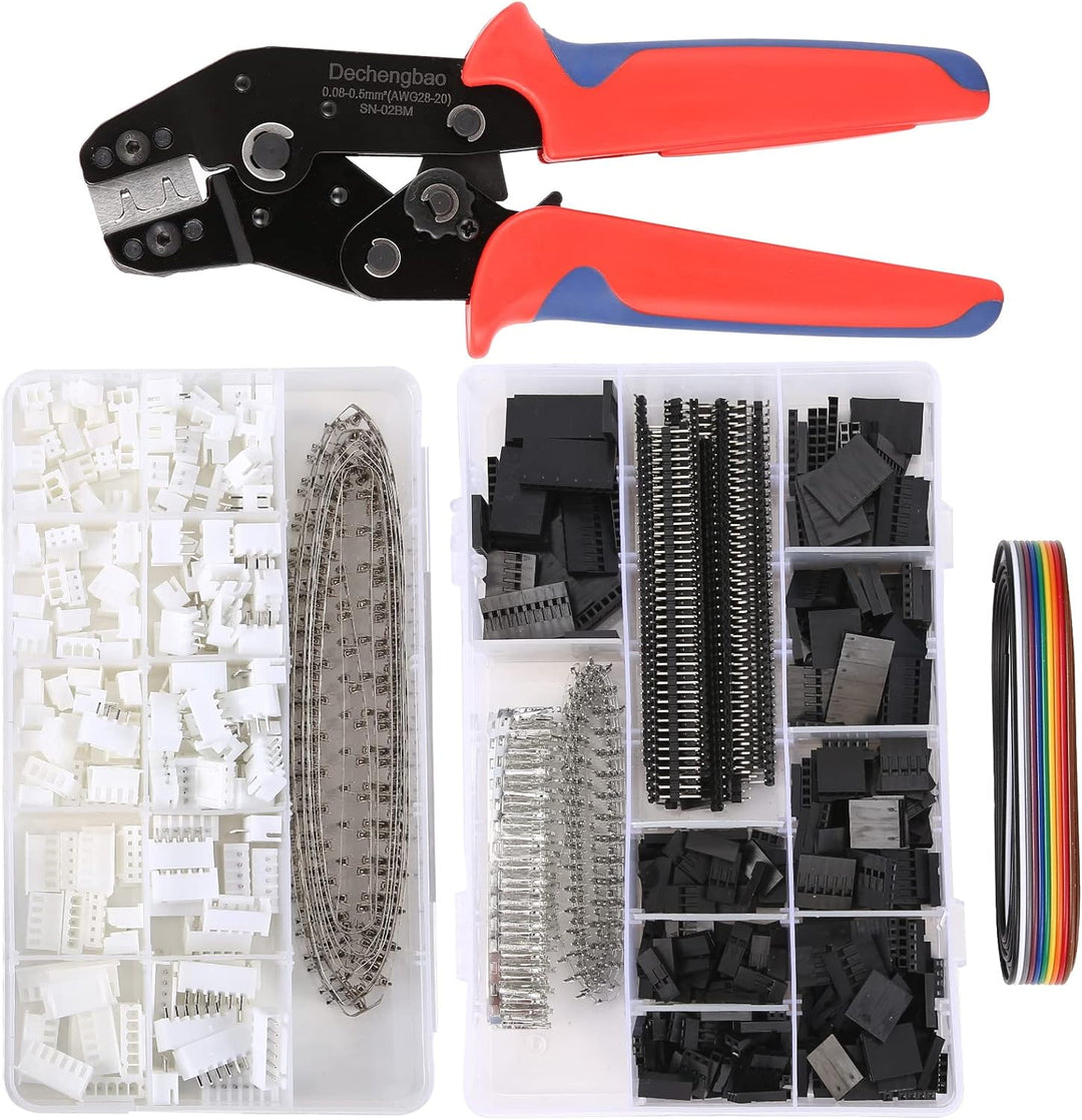 Crimpwerkzeug-Set, Dechengbao Dupont Ratschen-Crimpzangen-Set mit 1550 Stück 2,54 mm Anschlüssen und