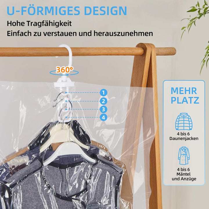AGPTEK 6er-Pack Hängende Vakuumbeutel Mit Kleiderhaken, Anzüge, Kleider & Jacken (3x110x70cm + 3x130