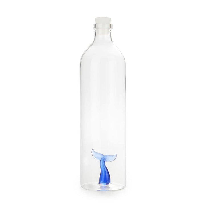 balvi Flasche Tail Farbe Blau Mit Figur in Form eines Wals Borosilikatglas
