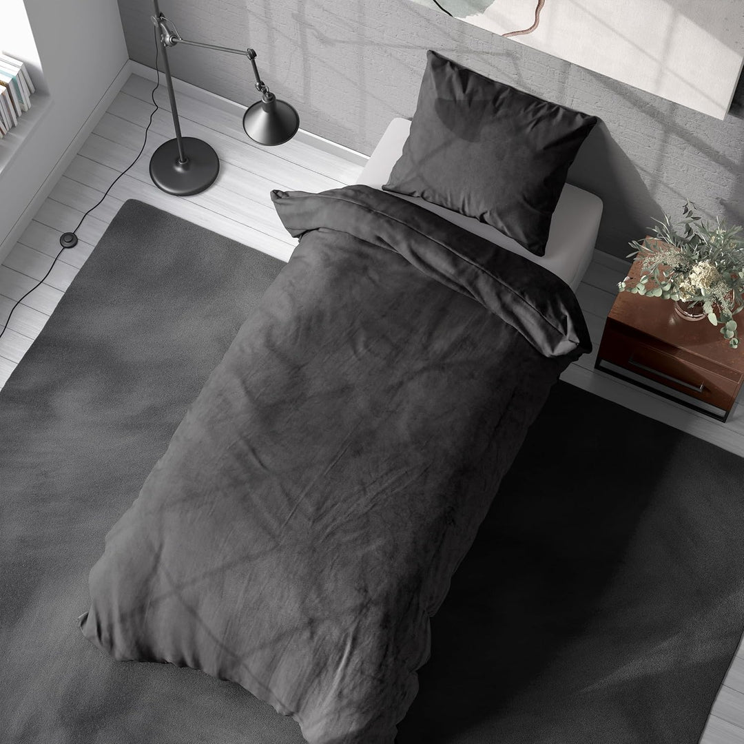 one-home Winter Bettwäsche Unifarben Teddy Plüsch Cashmere Touch Nicki Coral Fleece Flauschig Kusche