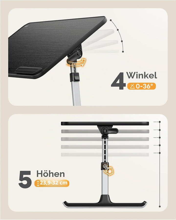 Tisch, SAIJI Betttisch, 5 höhenverstellbar Laptop ständer, Klappbarer laptoptisch, für Sofa Couch Bo