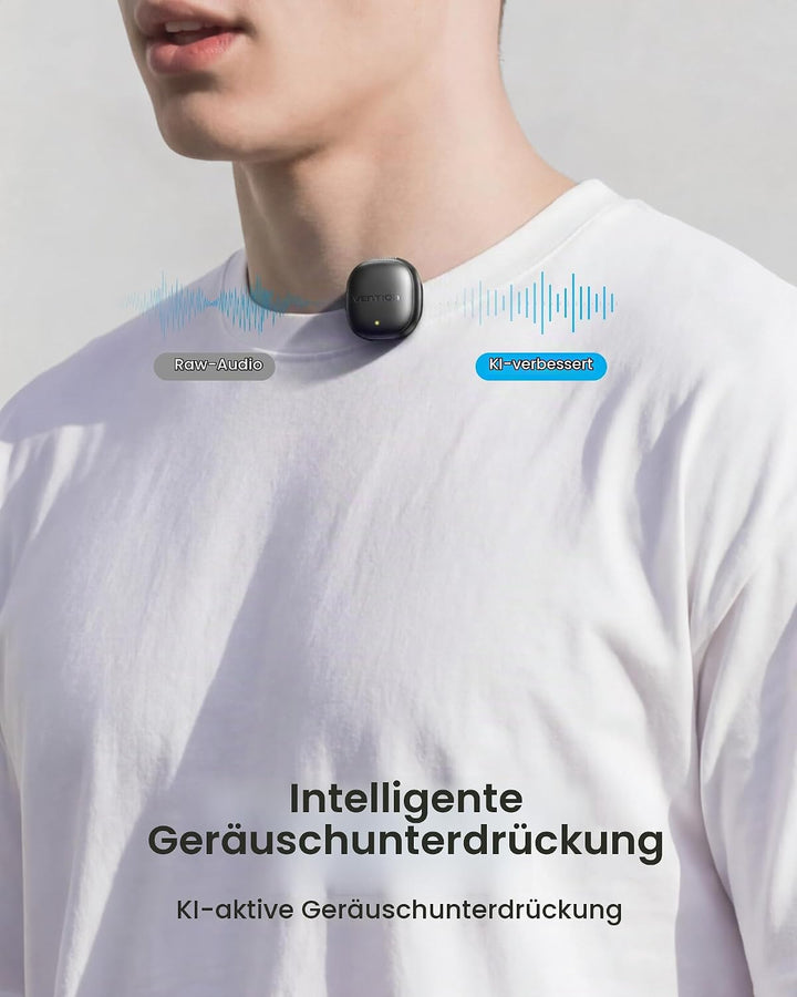 VENTION Mini-Funkmikrofon für iPhone 17/16/15 Pro Max, [Plug and Play] USB-C Bluetooth Mikrofon für
