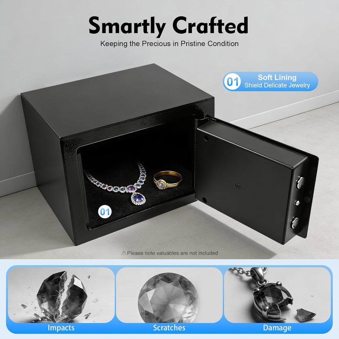 Tresor Safe 17x23x17cm Doppelstahlbolzen Stahltür Zahlenschloss Notschlüssel Montagematerial Möbeltr