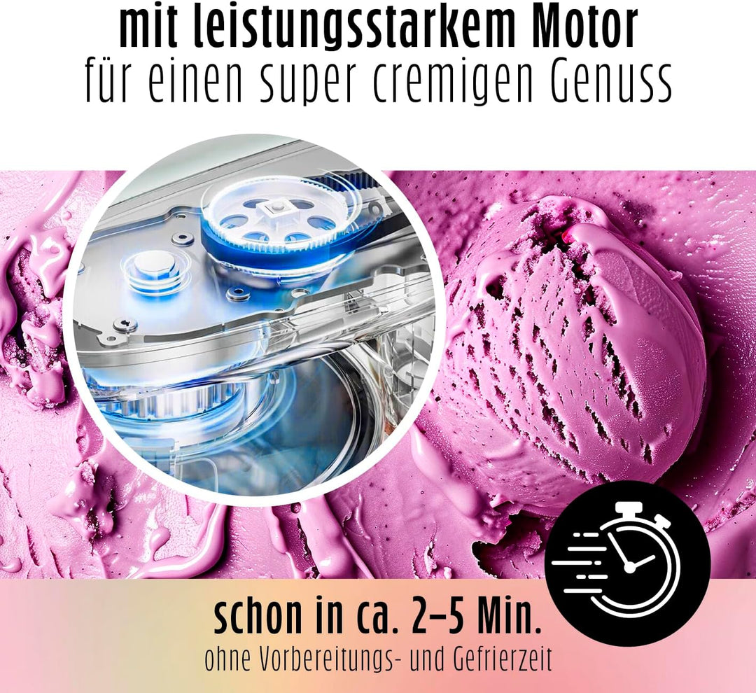 GOURMETmaxx SmoothUp Eismaschine 800 Watt | Eismaschine 10 Programme inkl. Mix-in-Funktion | Eiscrem