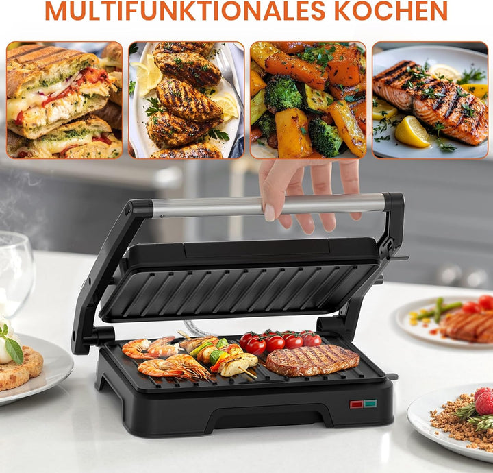 Sandwichmaker Kontaktgrill 2in1 Panini Grill 850W Elektrogrill Sandwichtoaster Mit Antihaftplatten K