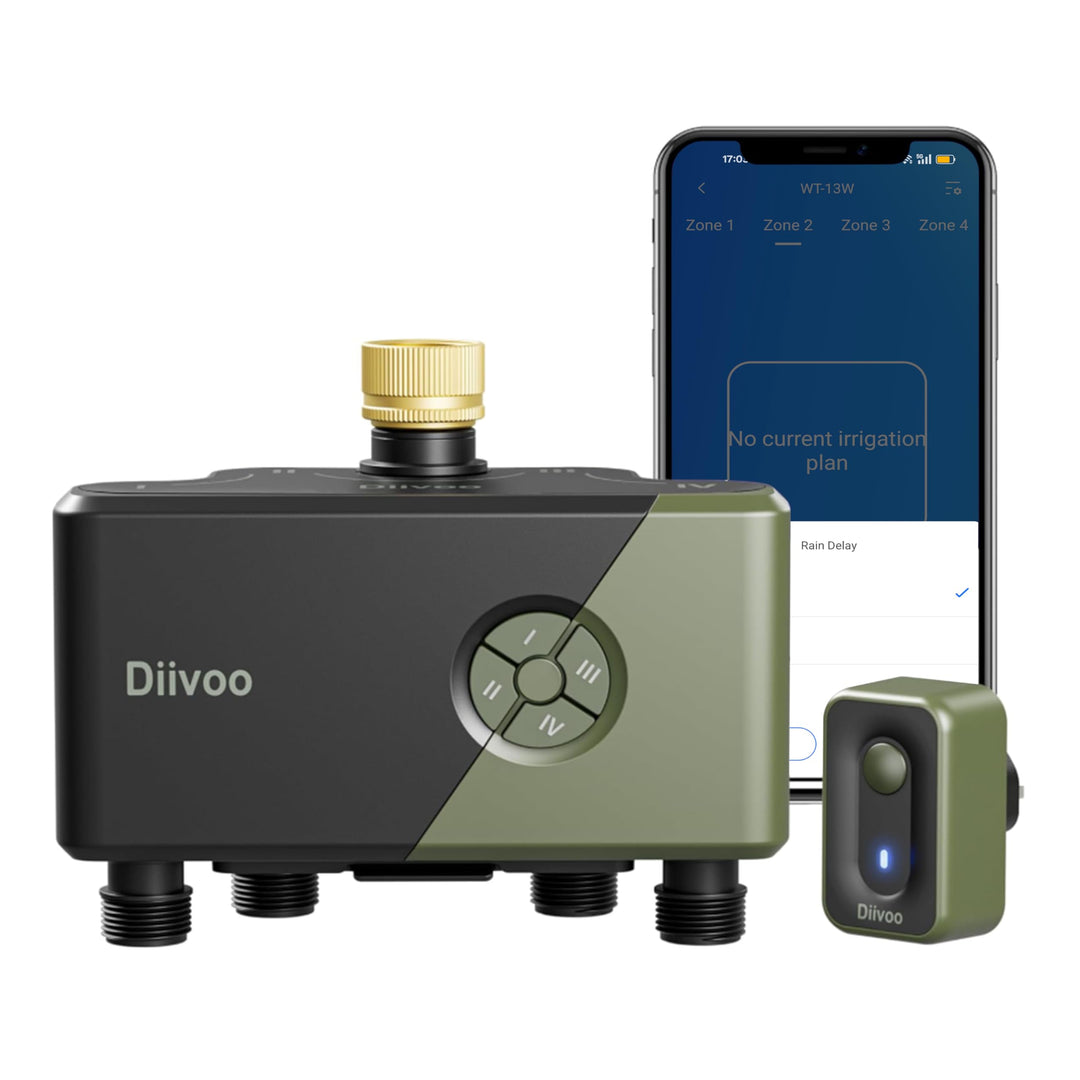 Diivoo Bewässerungscomputer WLAN 2,4 GHz 4 Ausgänge