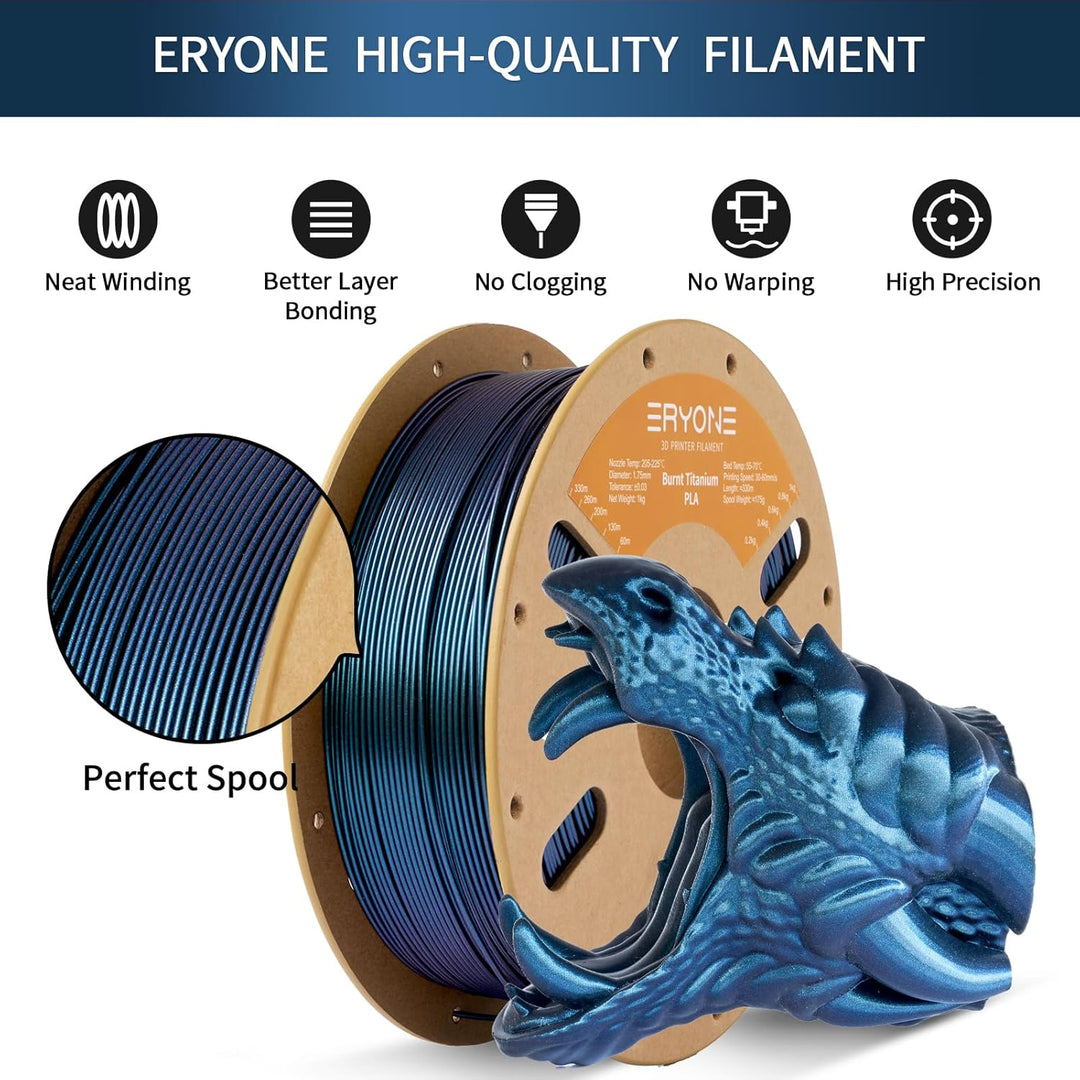 ERYONE Color Changeable PLA Filament 1.75mm +/-0.03mm for 3D Printer, Chameleon Changing Colors by L