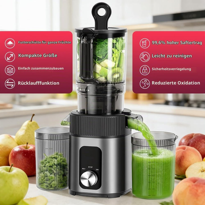 KEPEAK Slow Juicer 200W, Professionelle Saftpresse mit 112mm Einfüllschacht für ganze Früchte und Ge