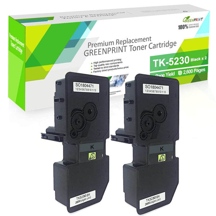 GREENPRINT Kompatible Tonerkartuschen TK5230 TK-5230 2 Schwarz Hohe Kapazität 2600 Seiten für Kyocer