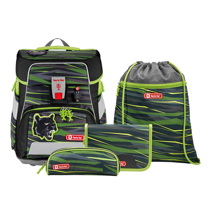 Step by Step Schulranzen-Set Space „Wild Cat Chiko“ 5-teilig, schwarz-gelb, ergonomischer Tornister