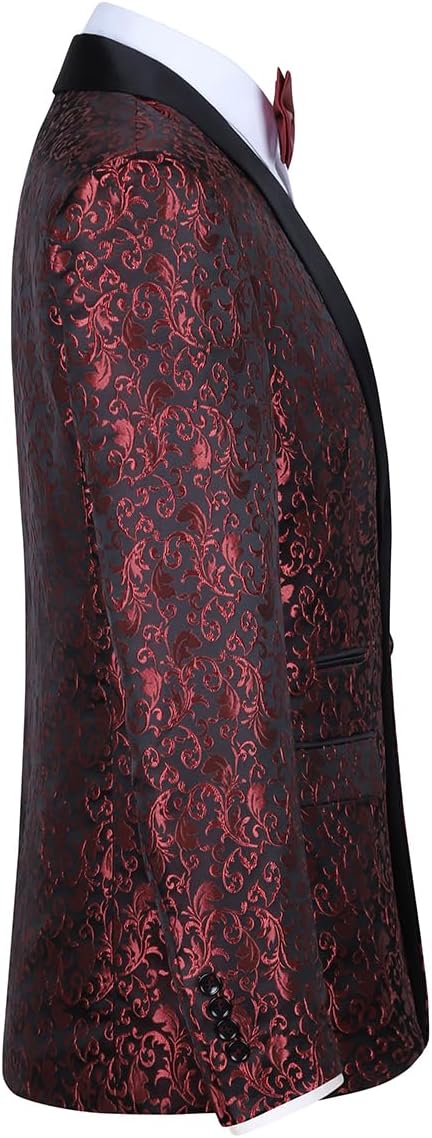 Allthemen Sakko Herren Slim Fit Jacquard Bunte Sakko Casual Blazer Glitzer Smokingjacke Anzugjacke f