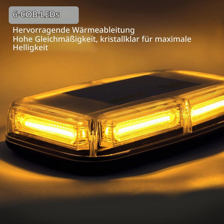 Justecheu 6 COB LED 60W Warnblitzlicht Rundumleuchte Amber Notfall Warnleuchte IP67 E9 12/24V Arbeit
