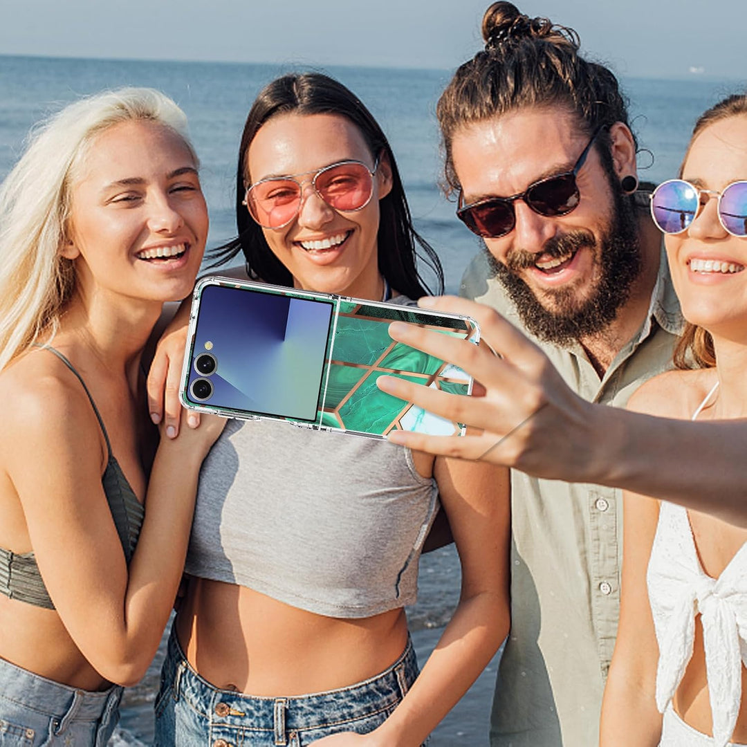 Handyhülle für Samsung Galaxy Z Flip 7 Hülle Silikon Dünn Slim Marmor Bunt Muster Motiv Z Flip7 Hand