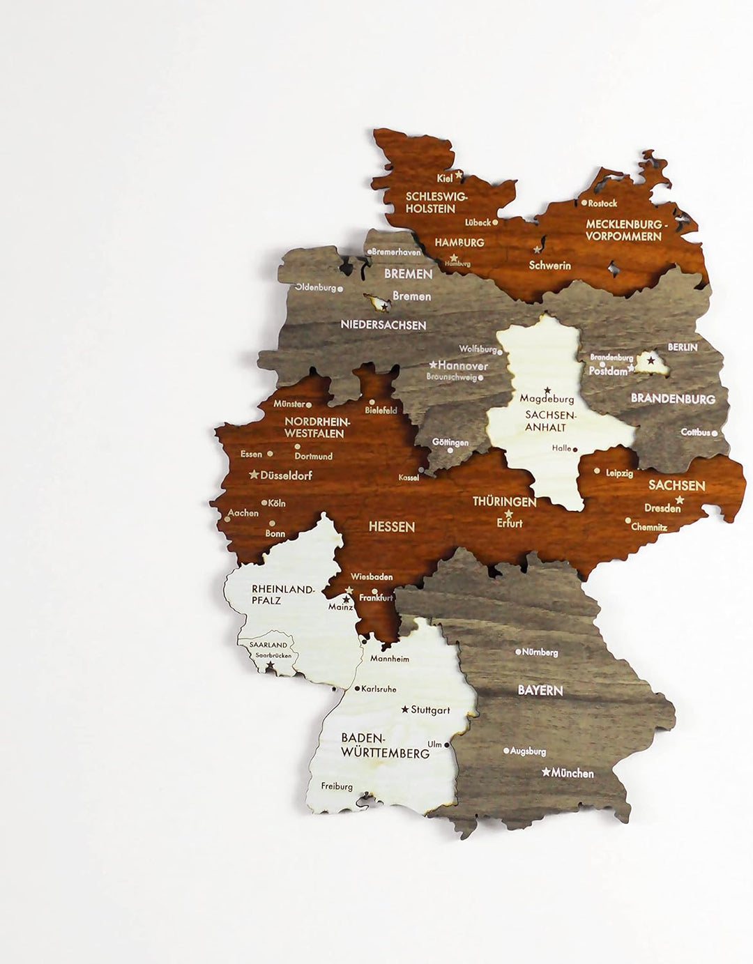 Colorfull Worlds Mehrlagige Holz 3D Deutschland Wandkunst Geschenk für Deutsche Freundin Deutschland