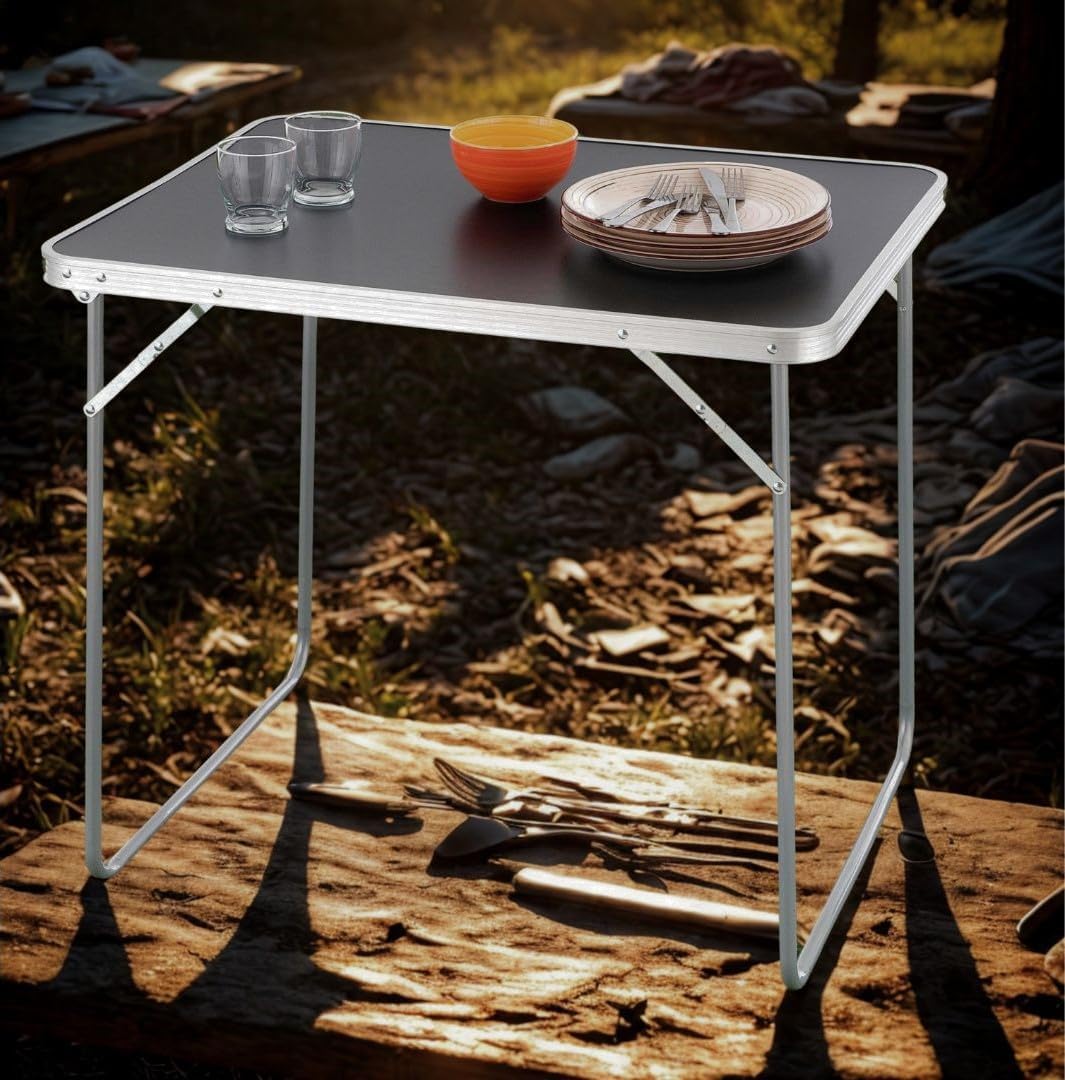 Nexos Trading Reisetisch klappbar mit Tragegriff 80x60x70 cm – Faltbarer Klapptisch Camping Beistell
