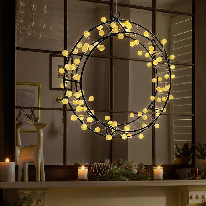 Lichterkranz Fenster mit 80 LED, 30cm Fensterdeko Hängend, Warmweiss Türkranz Ganzjährig, Home Decor