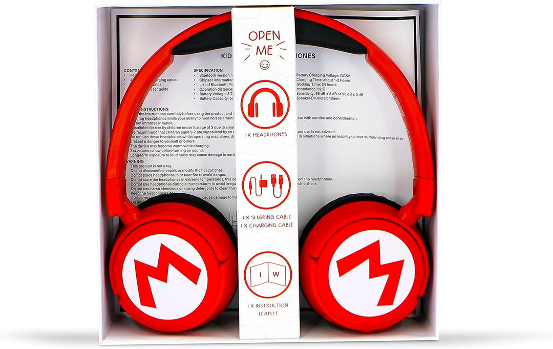 OTL Technologies SM1016 Super Mario Kabellose Kinder-Kopfhörer, Rot