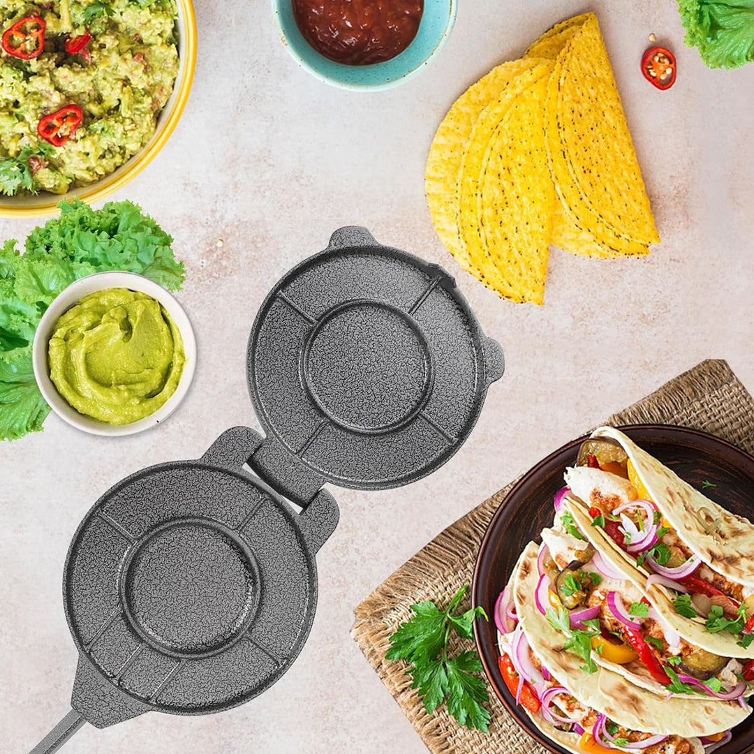 Tortilla Presse, Gusseisen Roti Tortillas Maker Teig Pressmaschine mit Klappbarem Griff für Haus Küc