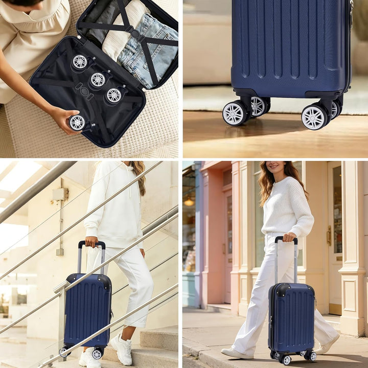 Handgepäck Koffer, 40X25X20cm, Leichter Trolley Reisekoffer, Hartschalen Koffer, Luggage Set für Rya