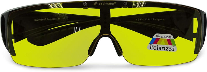 Saulmann® Polarisierte Unisex Flip-UP Überzieh Blendschutzbrille - Kontrast Outdoor- & Nacht Fahrbri