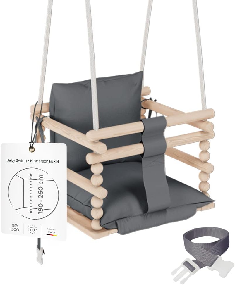MAMOI® Babyschaukel Holz | Indoor Babyschaukel | Kinderschaukel Indoor | Babyschaukel 3 in 1 + SICHE