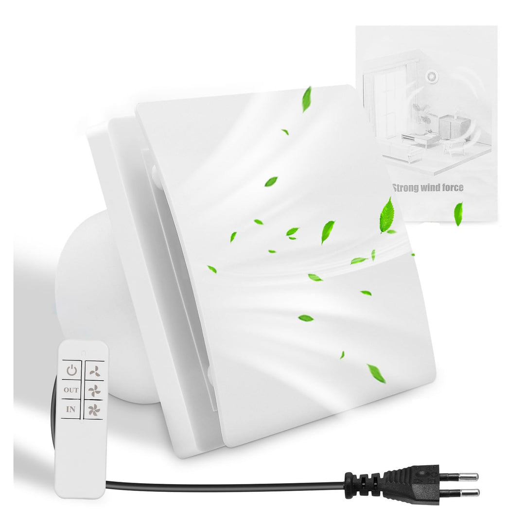 Badlüfter 100mm mit Fernbedienung, Bidirektional, 3 Geschwindigkeiten, 30db Leiser Betrieb, Wandvent