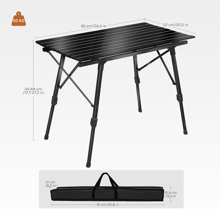 WOLTU Campingtisch Klapptisch aus Alu Gartentisch Balkontisch Reisetisch zusammenklappbar, mit Packt
