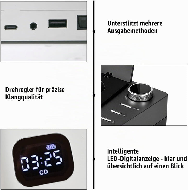 CD Player Tragbar mit Bluetooth 5.1, CD-Player mit Lautsprecher Fernbedienung Wiederaufladbar CD Spi
