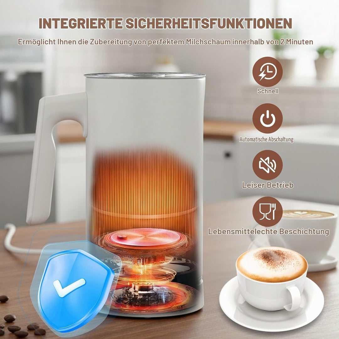4-In-1 Elektrischer Milchaufschäumer: Automatischer Milchaufschäumer Für Heisse Kalte Milch Automati
